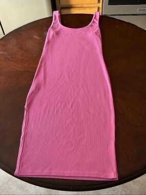 SHEIN - Ribbed Tank Midi Dress - Hot Pink